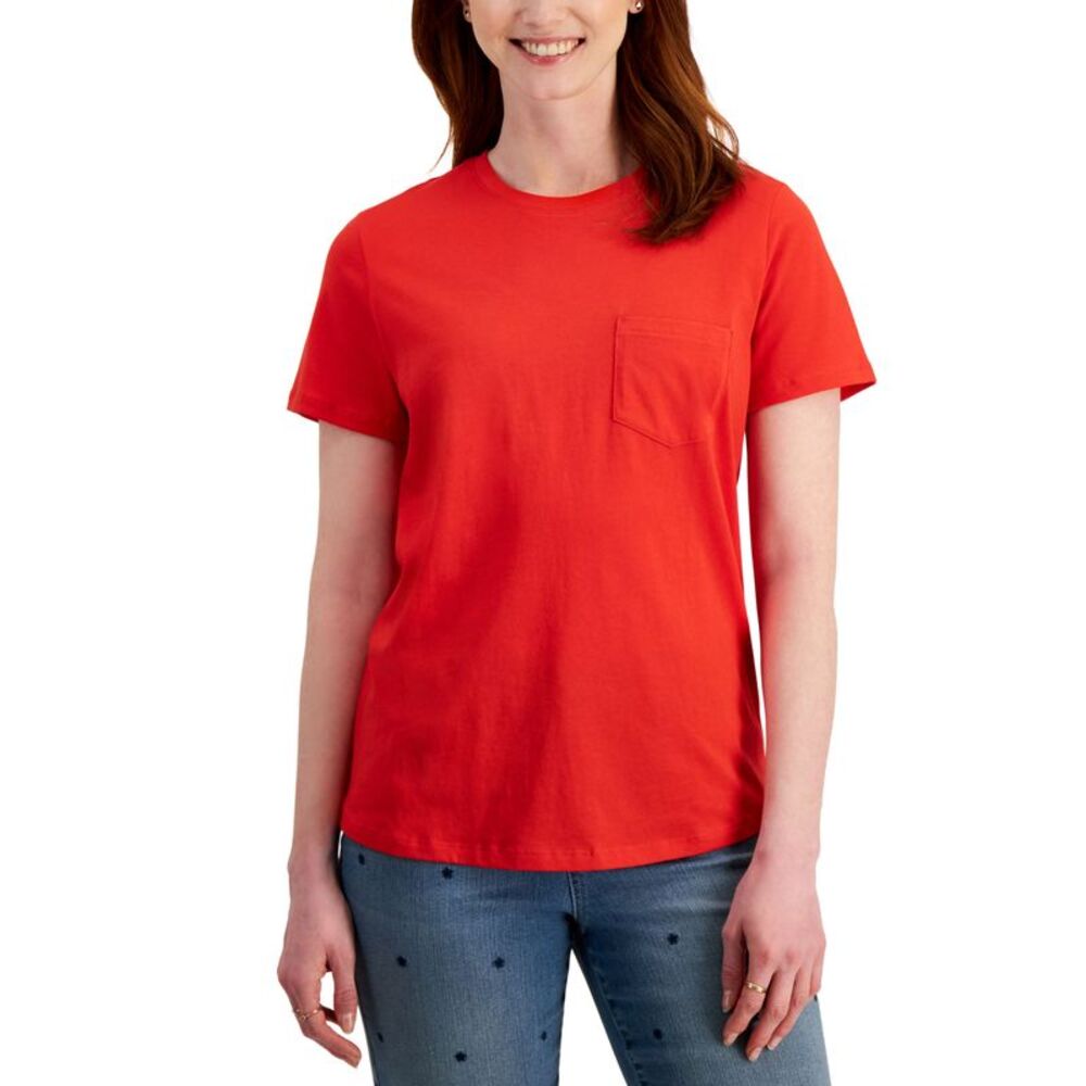Style & Co Womens Cotton Pocket T-Shirt
